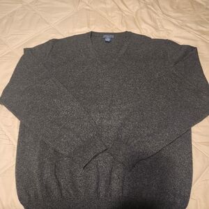 Classic 100% Cashmere Charcoal V-Neck Sweater for Men